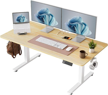 YIHAYO One-Piece Low Height Adjustable Desk, Lifts 18.1-28.3 Inches, Electric Standing Desk for Short People, 48 x 24 Inches Computer Table with Splice Board for Home Office, Natural
