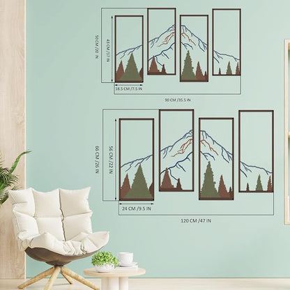 ruelen 4 Pcs Metal Mountain and Forest Wall Decor Colorful Landscape Mountain Wall Art Pine Tree Forest Wall Decoration Rustic Nature Wall Decor for Living Room Home Office Bathroom Indoor (Middle)