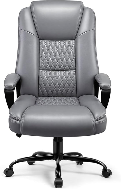 OFIKA Leather Office Desk Chair,Ergonomic Office Chair with Lumbar Support,Computer Chair,Executive Leather Chair with Padded Flip-up Arm,Adjustable Armrests, Black,275LBS