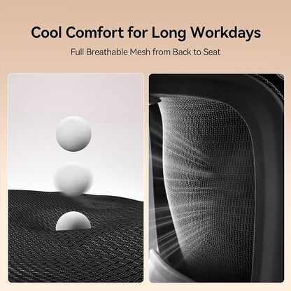 SIHOO B100 Office Chair, Ergonomic Office Chair Without Footrest, Computer Chair with Wide Headrest & Adaptive Lumbar Support, Flip-up Armrests, Swivel Desk Chair for Long Hours, Black