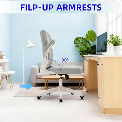 balmstar Leather Office Chair Computer Desk Chair, 360° Swivel Rolling Wheels, Adjustable Tilt Angle 90°-135° with Lumbar Support Executive Chair for Home Office with 350 LBS Capacity（Gray）
