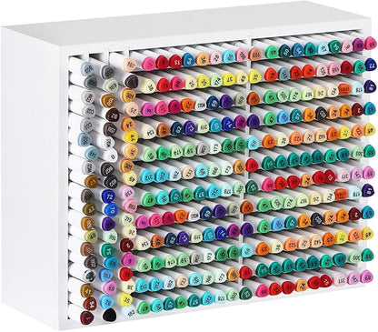 AUTOARK Wooden Marker Storage Organizer,White,AHK-066 | Holds 270 Markers,Pens,Pencils & Art Supplies,Vertical Space-Saving Desk Storage