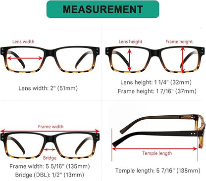 Eyekepper Vintage Reading Glasses for Men - 5 Pack Spring Hinges Classic Readers - Black-Tortoise Frame +3.50