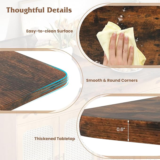 Giantex Universal Wood Table Top, 48 x 24 inch One-Piece Desktop & Sit to Stand Height Adjustable Home Office Desk Frame, Rectangular Workbench Top Board, Countertop DIY, Coffee Bar Tabletop, Brown