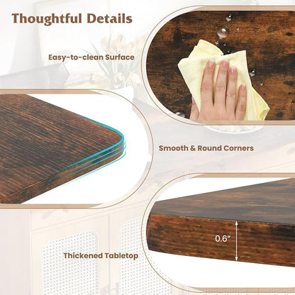 Giantex Universal Wood Table Top, 48 x 24 inch One-Piece Desktop & Sit to Stand Height Adjustable Home Office Desk Frame, Rectangular Workbench Top Board, Countertop DIY, Coffee Bar Tabletop, Brown