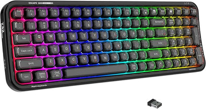 FOPETT Wireless Computer Keyboard with RGB Backlit, Tri-Mode Bluetooth 5.0/USB-C/2.4GHz Gaming Keyboard, Full Size Layout, Ergonomic Curved Design for Windows Mac PC Gamers & Office-Black
