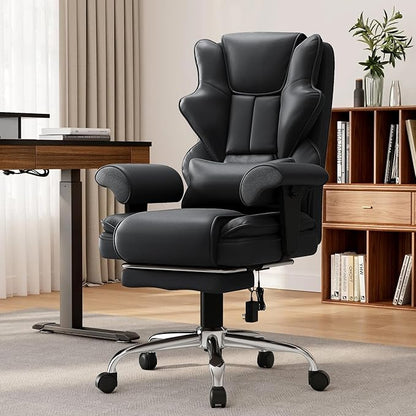 7-Point Massage Office Chair,Heated Desk Manageral Chair,Ergonomic Executive Chair with Footrest,Adjustable Armrest，Computer Chair for Offices, Study Room, Gaming Spaces,Black