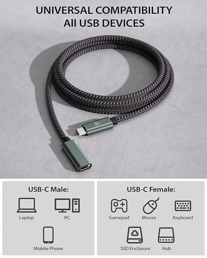 Faracent USB C Extension Cable (20Gbps/240W/3.3Ft), USB 3.2 Type C 3.1 Male to Female Extension Charging & Sync for iPhone 17 16 15 Pixel PSVR2 MacBook Air Pro/New iPad Dell XPS Surface Book