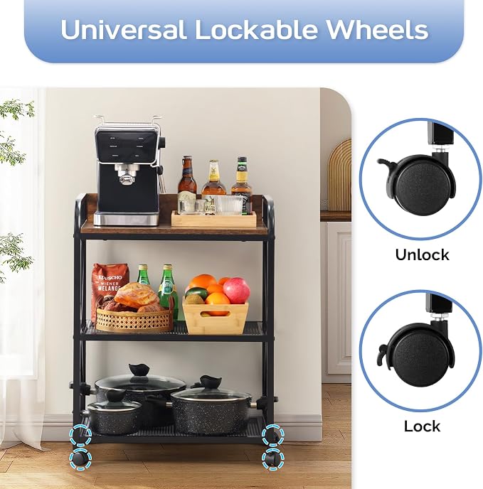 KATHY&BOB Large Printer Stand for Home Office, 23.6 x15.8 x 31.5 Inch Large Printer Table with Adjustable Storage Shelf, 3-Tier Mobile Rolling Printer Shredder Cart with Wheels, Stand for Heat Press
