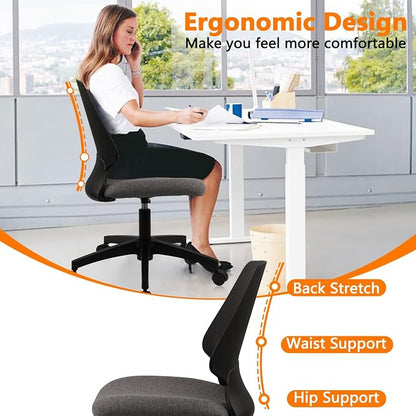 CLATINA Armless Home Office Chair, Desk Chair with Wheels, Adjustable Height Reading Chairs, Small Swivel Computer Chair, Comfy Upholstered Task Chair for Office Meeting, Black(8 Pack)