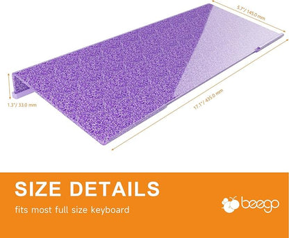 BEEGO Ergonomic Computer Keyboard Stand - Glitter Purple Acrylic Keyboard Riser Tilted Keyboard Holder Keyboard Tray with Purple Non-Slip Strip for Easy Typing at Home School Office Desk Accessories