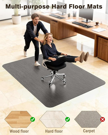 Blvornl Ultra Large Office Chair Mat for Hardwood Floor, Rolling Chair Mat for Hard Wood, Large Anti-Slip Hard Floor Protector, Heavy Duty Computer Desk Rug for Office and Home 47.2"*60" Grey