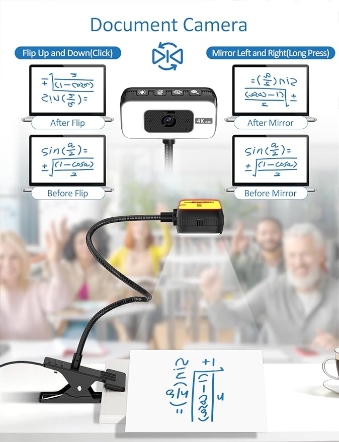 Webcam for PC, 4K Streaming Camera with Light, Web Camera for Desktop/Laptop Computer Webcam with Microphone, Plug and Play USB Web Cam with Bracket, for Video Calls and Meetings (black) (Black)
