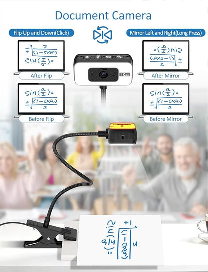Webcam for PC, 4K Streaming Camera with Light, Web Camera for Desktop/Laptop Computer Webcam with Microphone, Plug and Play USB Web Cam with Bracket, for Video Calls and Meetings (black) (Black)