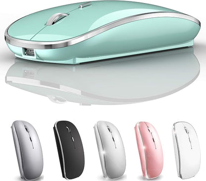 Rechargeable Bluetooth Mouse Wireless Bluetooth Mouse for iPad pro iPad Air Mac MacBook Pro MacBook Air Laptop Chromebook Windows HP DELL (Blue)