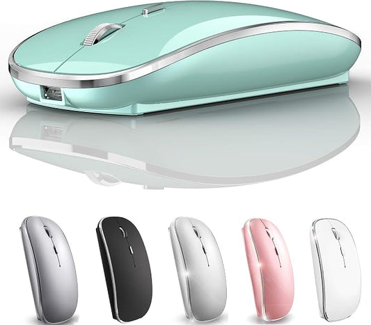 Rechargeable Bluetooth Mouse Wireless Bluetooth Mouse for iPad pro iPad Air Mac MacBook Pro MacBook Air Laptop Chromebook Windows HP DELL (Blue)