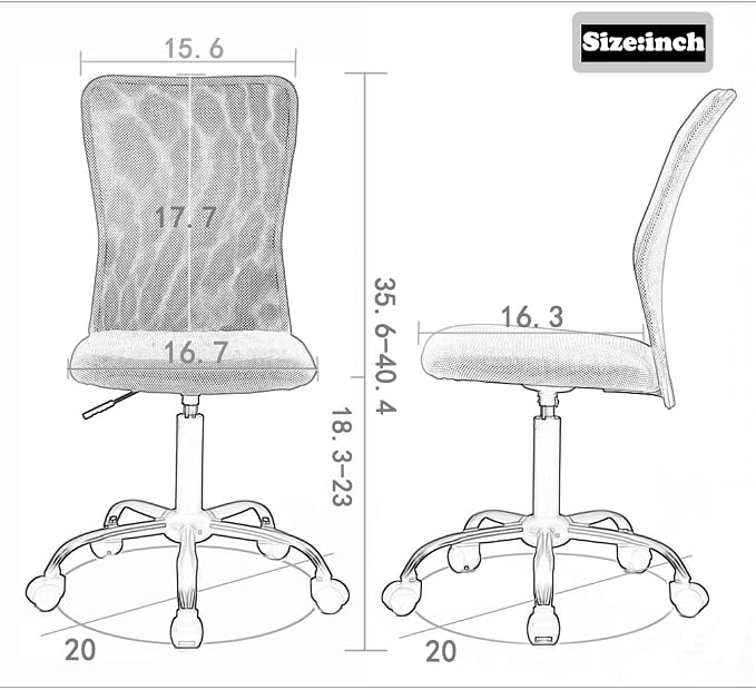 BestMassage Office Chair Cheap Desk Chair Mesh Computer Chair with Lumbar Support No Arms Swivel Rolling Executive Chair for Back Pain,Black 1 Pack