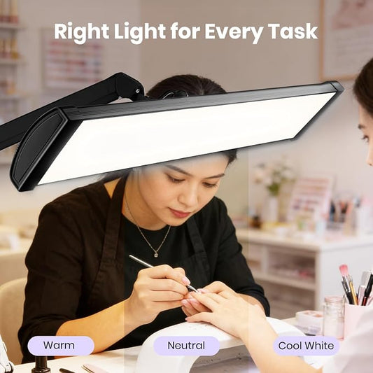 Neatfi 3,500 Lumens LED Desk Lamp – 45W Dimmable Task Light | 3 Light Modes | 540 SMD LEDs | Touch Control | Adjustable Arm | Reading, Craft, Workbench & Office (Black-3, 26-Inch Wide Shade)