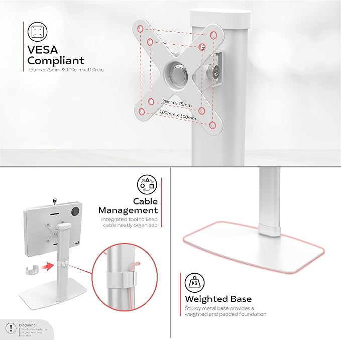 Anti-Theft Tablet Desk Stand – Adjustable VESA Compatible Desk Mount with Universal Security Enclosure for iPad 11 (A16) - Pro 11-inch M4 - Air 11-inch M3- iPad 10th Gen - Galaxy Tab & More Tablets
