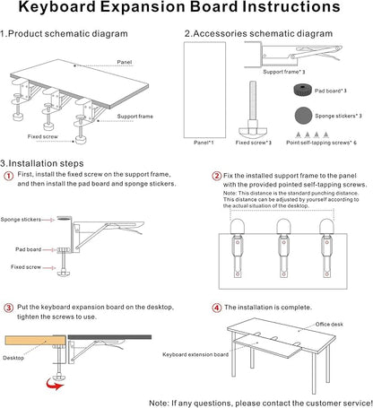 Desk Extender 24‘’ x 12 Inch Foldable Table Extension Folding Wall Table Keyboard Extender for Desk Clamp-on Shelf for Dorm Bunk, Office, Kitchen Bar, RV Countertop, Laundry Room (Black)
