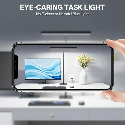 Kary LED Desk Lamp with Base,Eye-Care Architect Light for Home Office,12W Task Lamp with Adjustable Flexible Gooseneck USB Adapter Touch Control 5 Dimmable Color & Brightness Tall Lamp for Work,Study