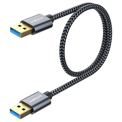 SUNGUY USB 3.0 Cable, 1.5FT USB Type A Male to Type A Male, Transfer Rate Up to 5Gbps Cable Compatible with Printers, Modems, Hard Drives, Cameras, HDD, DVD, Laptops, etc.