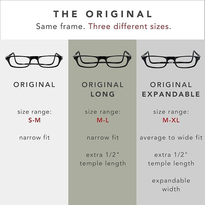 Clic Magnetic Reading Glasses - Adjustable Neck Hanging Readers - Secure Fit with Rigid Headband - Original (S-M, Blue, 3.00)