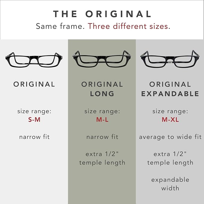 Clic Magnetic Reading Glasses - Adjustable Neck Hanging Readers - Secure Fit with Rigid Headband - Original Expandable (M-XL, Blue, 3.50)