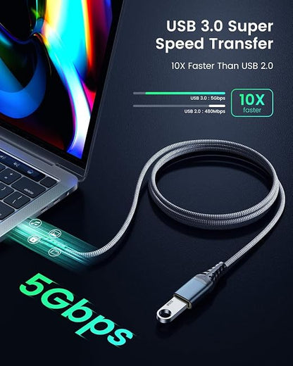 ANDTOBO 6.6FT USB Extension Cable, USB 3.0 Type A Male to Female Extender Cables High-Speed Data Transfer 5Gbps Compatible with Gamepad, Printer, Webcam, USB Keyboard, Flash Drive, Hard Drive