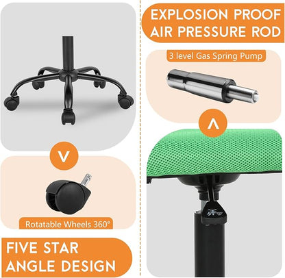 FDW Home Office Chair Mid Back Mesh Desk Chair Armless Computer Ergonomic Task Rolling Swivel Chair Back Support Adjustable Modern with Lumbar Support (Pack of 2, Green)