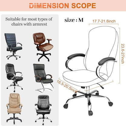 Tatuo 3 Pcs Computer Office Chair Cover Universal Rotating Chair Slipcovers Protector Removable Washable Office Armrest Covers with Zipper for High Back Seat Backrest(M,Waffle,Black)