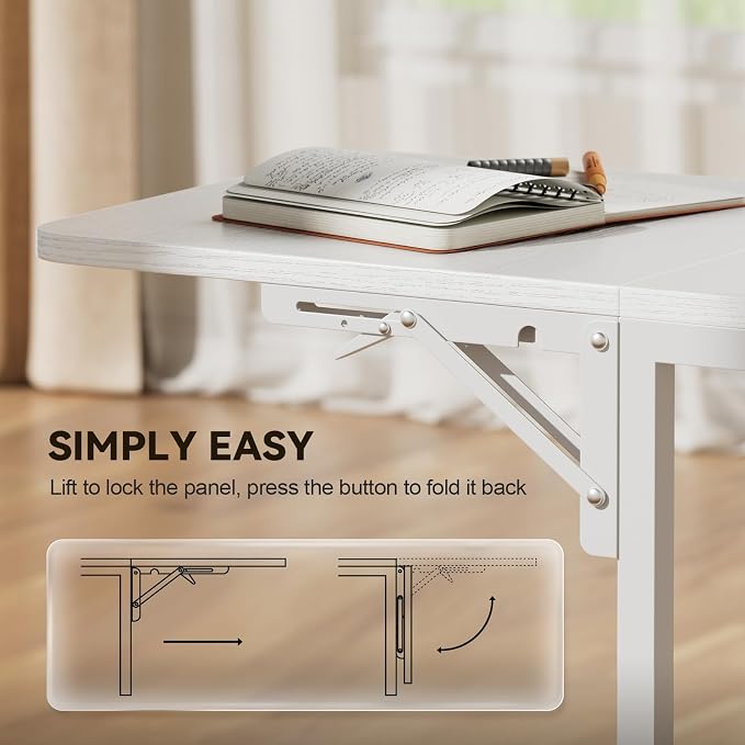 HLDIRECT 55 Inch Computer Desk for Home Office, Gaming Computer Desk with Printer Shelf, Storage Drawers, Power Outlets, Monitor Stand & LED Strip, Foldable L Shaped Gaming Table (White)