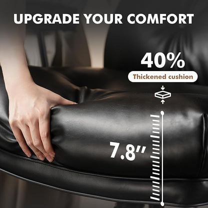 Faux Leather Executive Office Chair - Big and Tall Ergonomic Home Office Chair,Computer Desk Chair with Lumbar Support,Adjustable Task Chair Swivel Rolling PC Chair with Wheels,PU,Black