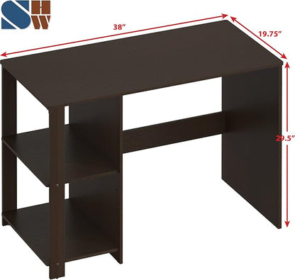 SHW 38-Inch Home Office Computer Desk with Shelves, Espresso