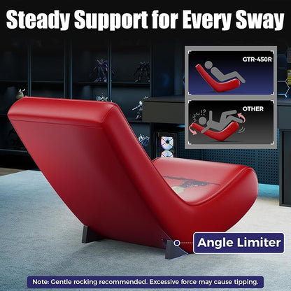 GTPLAYER Gaming Floor Rocking Chair – Rocker Floor Game Chair with Angle Limiter, Stylish Patterned Design, Comfortable Video Game Seat, Red Baseball Pattern