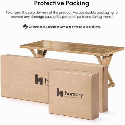 homary 59.1" Solid Wood Executive Desk, Rustic Farmhouse Home Office Desk with X-Trestle Base, Compact Writing & Computer Table for Home Office or Study Room