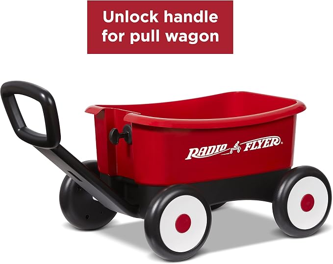 Radio Flyer Push & Pull Walker Wagon with Teddy Bear, Red, for Kids 1-4 Years Old, Locking Handle for Stability, Baby Push Walker Converts to Pull Wagon, for Indoor & Outdoor Play, Amazon Exclusive