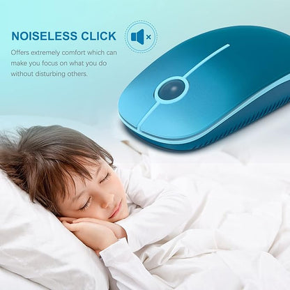 VssoPlor Wireless Mouse, 2.4G Slim Portable Computer Laptop Mouse with Nano Receiver Quiet Silent Optical Mice for Notebook, PC, Laptop, Computer-Gradient Blue