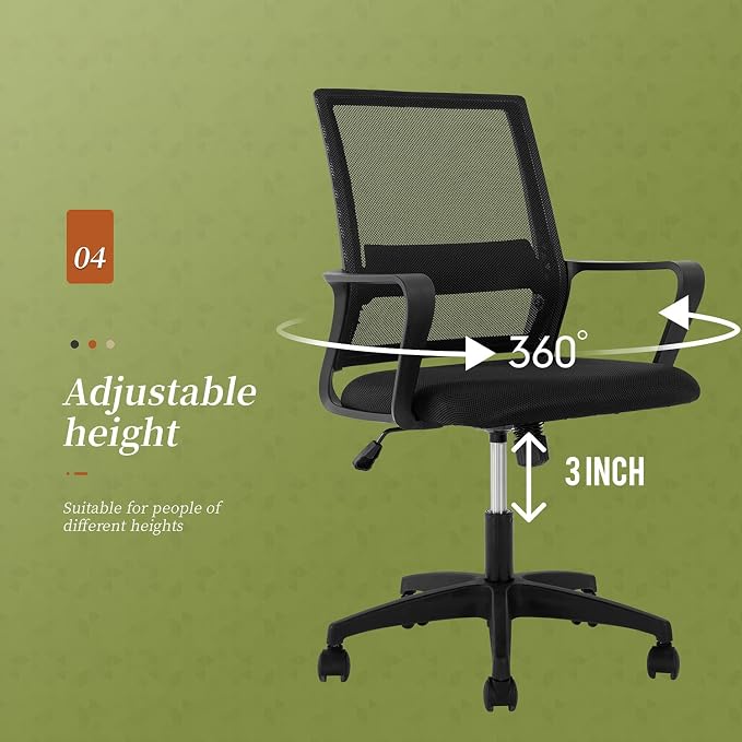 BestOffice Desk Chair for Office which is Ergonomically Made with Cushion, Armrest & Lumbar Support, Nylon (Black)