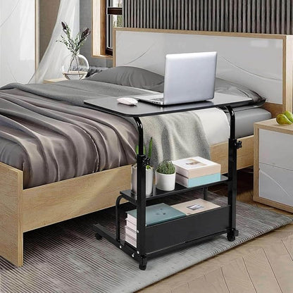 Adjustable Height Mobile Computer Desk for Small Space Rolling Writing with Wheels Corner Home Office Study Portable Bedrooms Work Desk Standing Desk Sizes 31.5X15.7 Inches Black C