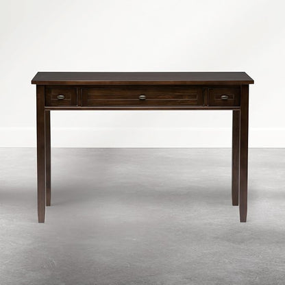 SIMPLIHOME Warm Shaker Desk - 48 Inch Wide Solid Wood Writing Desk in Mocha Brown, Transitional Home Office Computer Table for Workspace or Study with Flip-Down Keyboard Tray and 2 Drawers