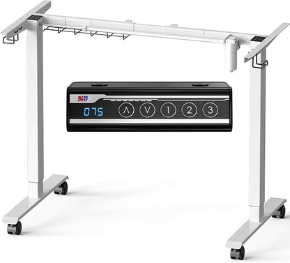 SHW Premium Electric Standing Desk Frame – Height Adjustable Motorized Base for 40" to 72" Table Tops, Smooth Lift Sit-Stand Frame for Home or Office, White