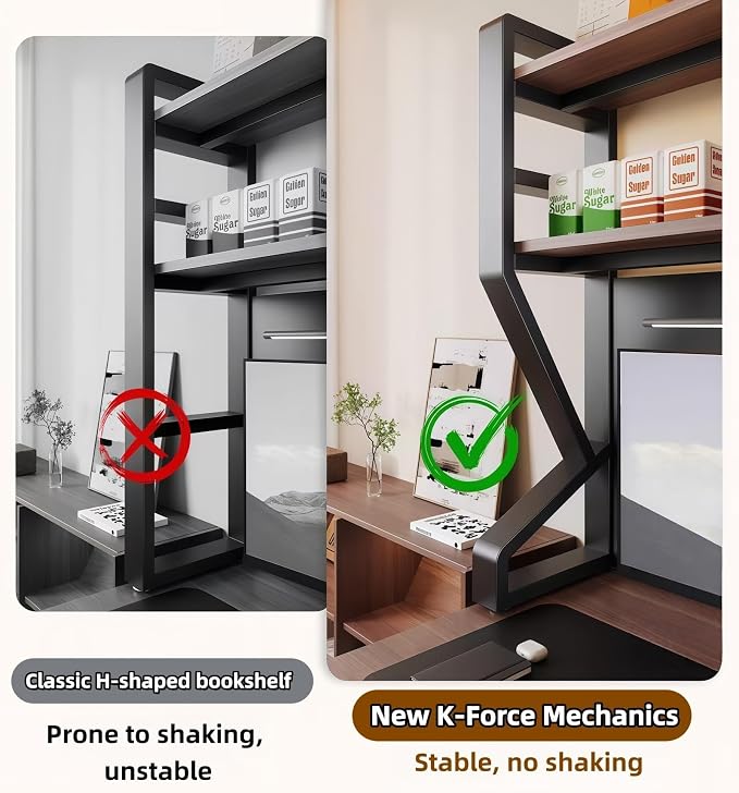 Desktop Hutch Bookshelf,Many Gifts,Metal Desktop Bookcase with pegboard, Desk Shelf White, Countertop Storage Organizer Rack for Dorm or Office,Desktop Shelves(White, 45.3" Lx9.9 Wx39 H)