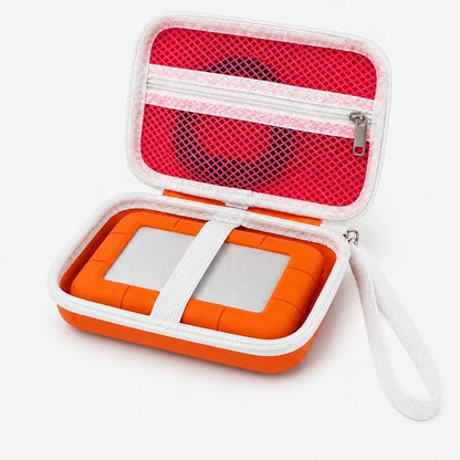Case Compatible with LaCie Rugged Mini 1TB/ 2TB/ 4TB/ 5TB External Hard Drive Portable HDD, Storage Holder for Hard Drives for Mac and PC Computer & USB 3.0 2.0 Cable SD Cards (Flame)