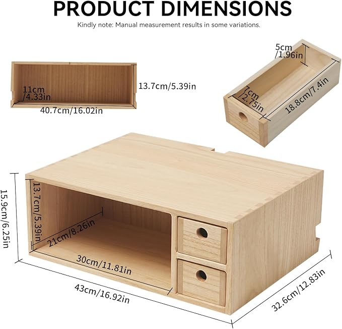 KIRIGEN Printer Stand with Storage Drawer and Cable Management for Desk Document Paper Organizer for Home Office DYJG-NA