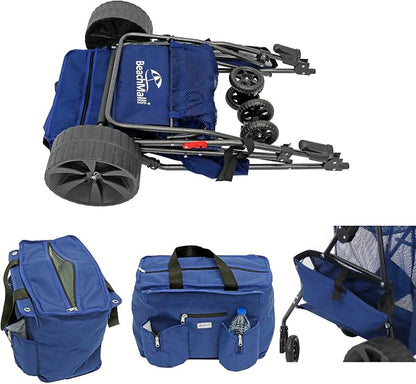 Ultimate Buggy Beach Cart with Big Wheels for Sand, Wide Wheel Wagon with Insulated Cooler Bag, Body Board and Umbrella Holder, 100 lbs Capacity