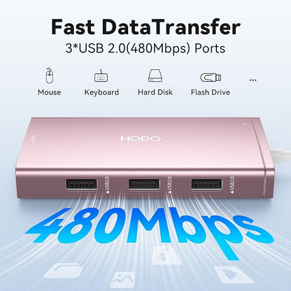 USB C Docking Station Dual Monitor Adapter for Dell HP, Laptop Docking Station 3 Monitors Quadruple Display USB C Hub Dongle to 4K HDMI+DisplayPort+VGA,3 USB2.0,100W PD, 8 in 1 Thunderbolt Dock