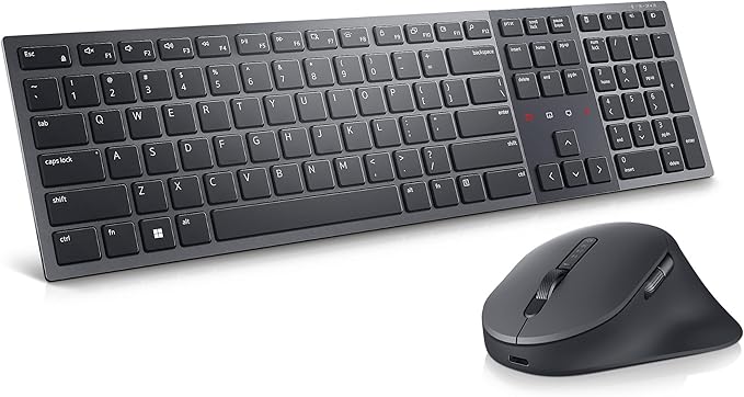 Dell KM900 Premier Collaboration Keyboard and Mouse - Zoom Touch Controls, Backlight Keyboard, Bluetooth 5.1, Radio Frequency 2.4GHz - Black