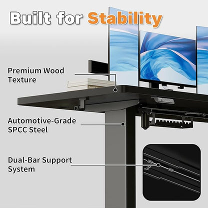 Realbear 71 Inch Electric L Shaped Standing Desk, Height Adjustable Standing Corner Desk with 3 Memory Presets, Ergonomic Workstation Office Desk for Home/Office (Black, 71 Inch)