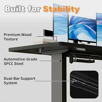 Realbear 63 Inch Electric L Shaped Standing Desk, Height Adjustable Standing Corner Desk with 3 Memory Presets, Ergonomic Workstation Office Desk for Home/Office (Black, 63 Inch)